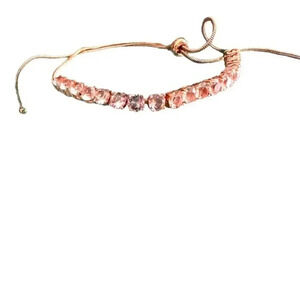 Rose Gold Tone Pink Rhinestone Adjustable Travel‎ Bracelet
